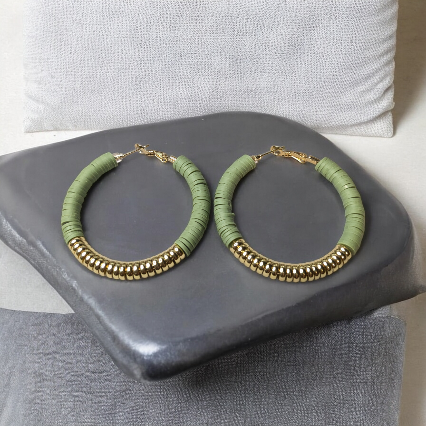 Olive and Gold Hoops