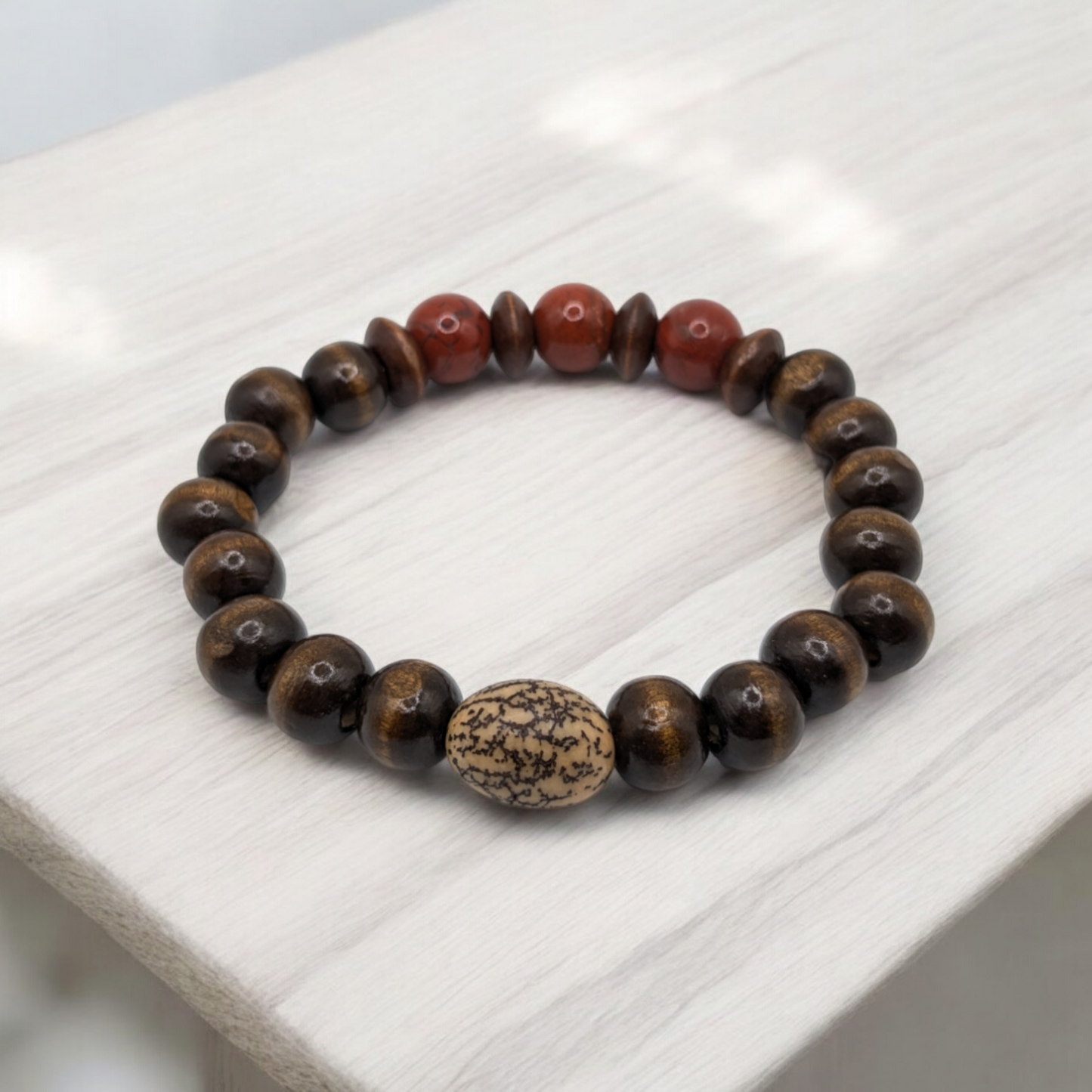Red Jasper Wooden Bracelet