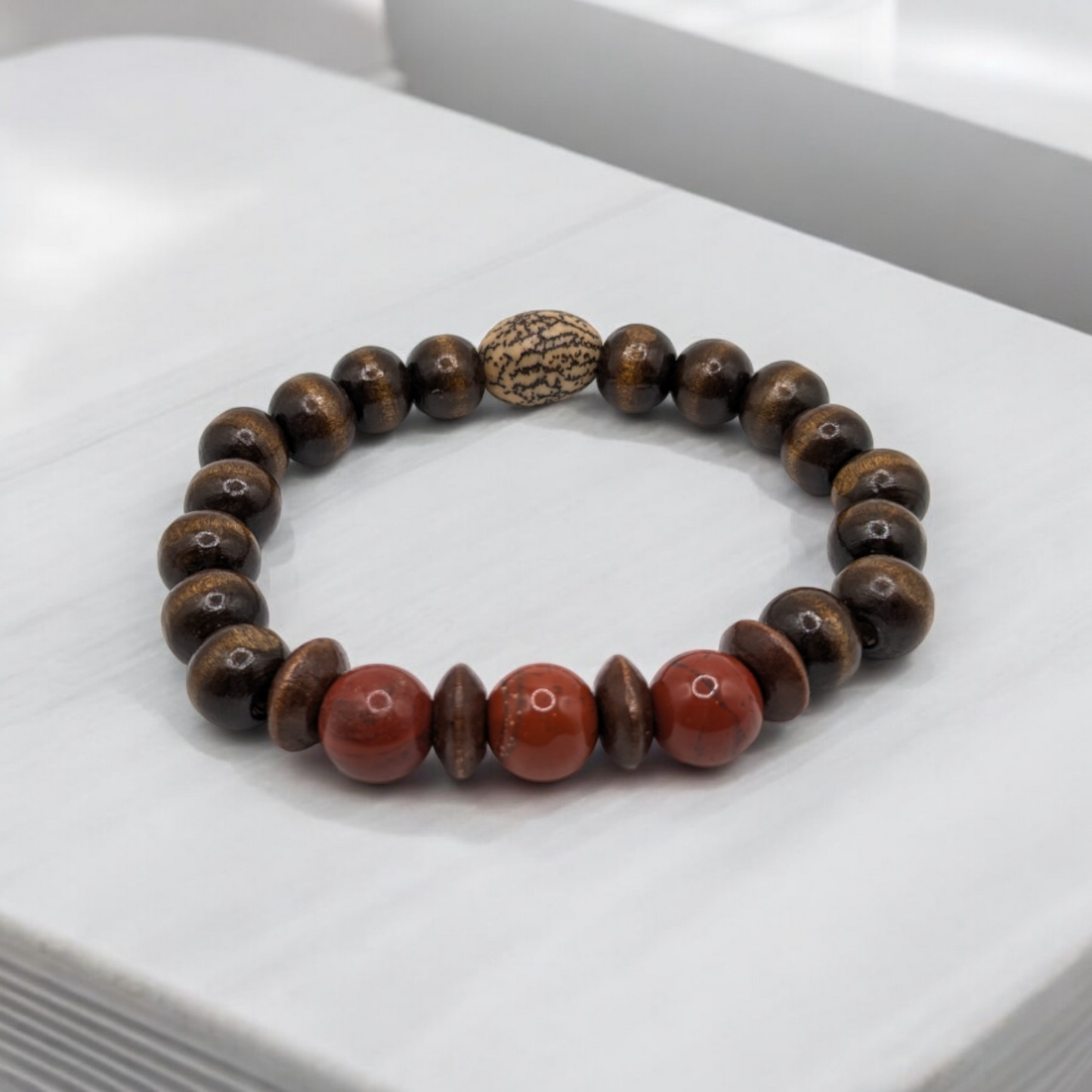 Red Jasper Wooden Bracelet