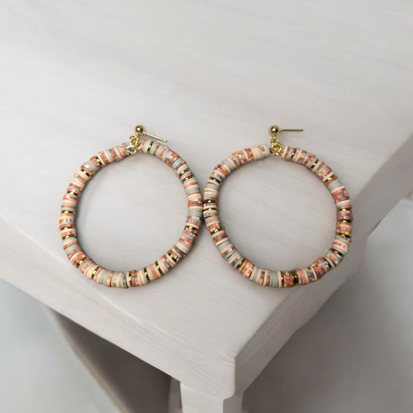 Heishi Peach Muliti Colored Earrings