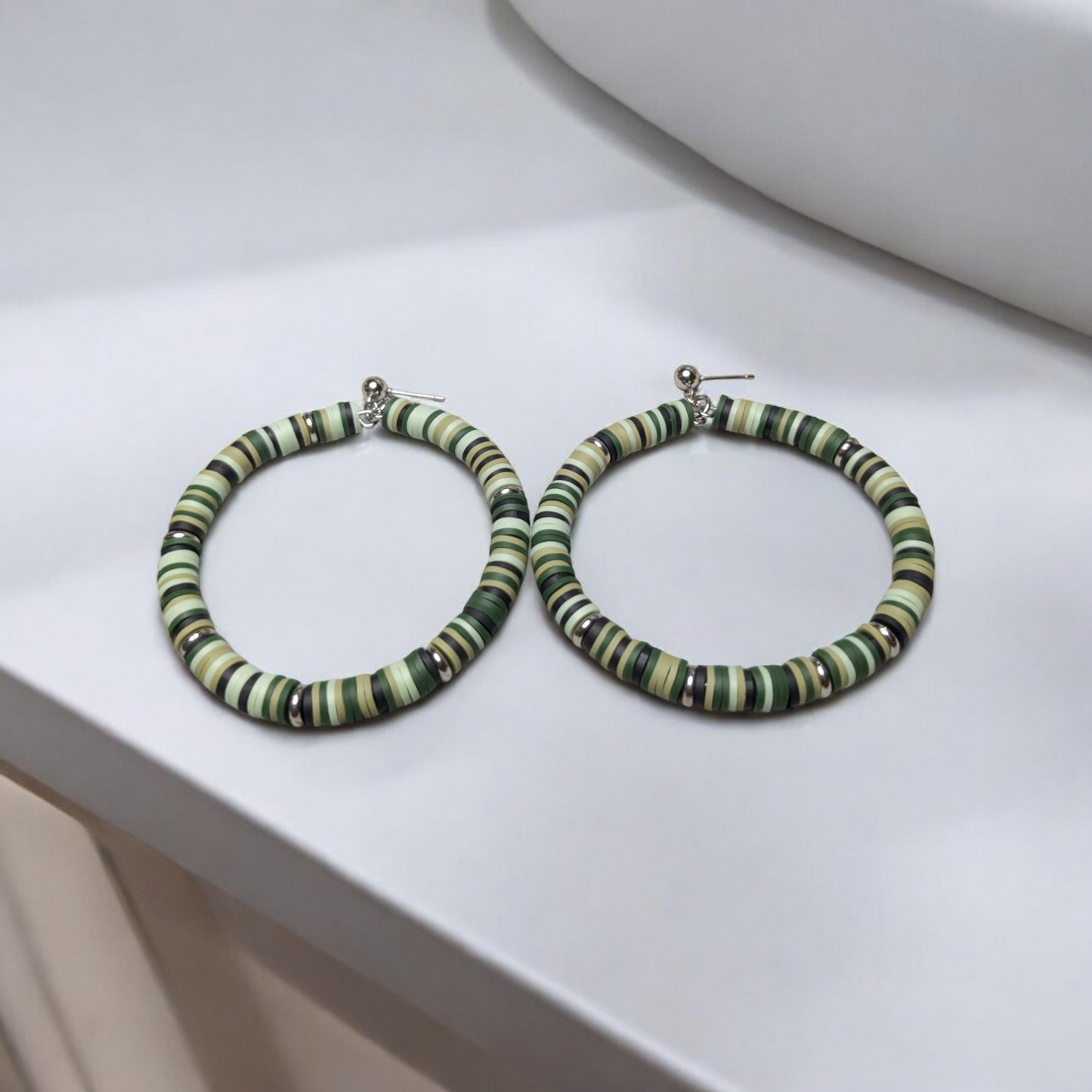 Heishi Army Fatigue Earrings