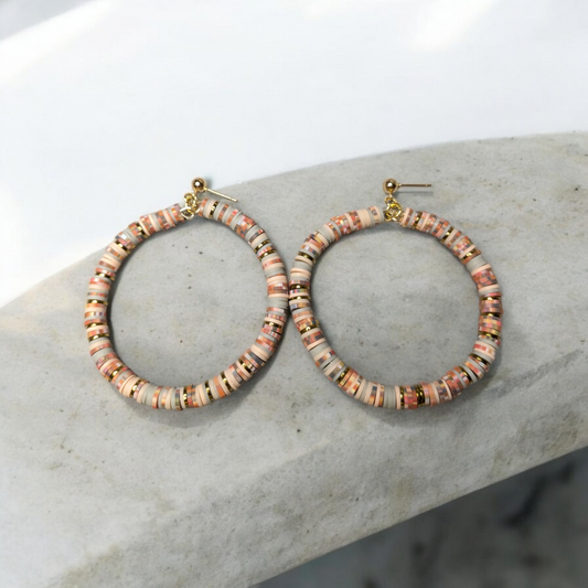 Heishi Peach Muliti Colored Earrings